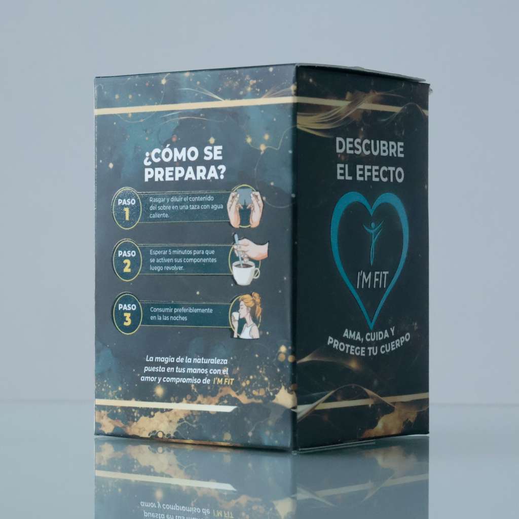 Product packaging with text and graphics on a reflective surface